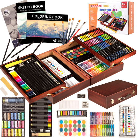 KINSPORY 168 PCS Art Set for Kids, Deluxe Coloring Drawing Art Supplies Case Gift for Teens Boys Girls 4 5 6 7 8 9 10 11 12