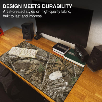 MPCO. Real Tree Large Gaming Desk Pad - 36" x 17" Duraglyde Fabric APX – Without Logo Desk Mats - Non-Slip, Washable, Smooth Glide for Precision Gaming & Work