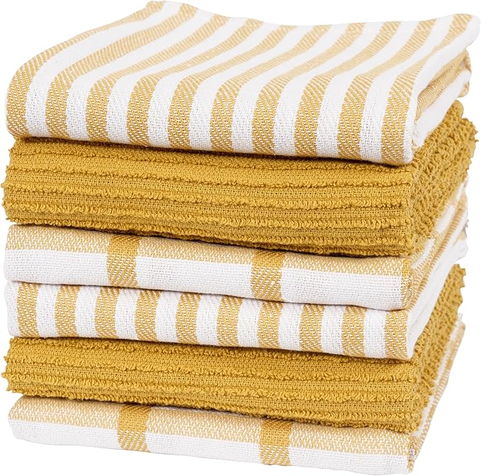 KAF Home Premium Kitchen Towels, Large 100% Cotton, Flat & Terry Absorbent Dish