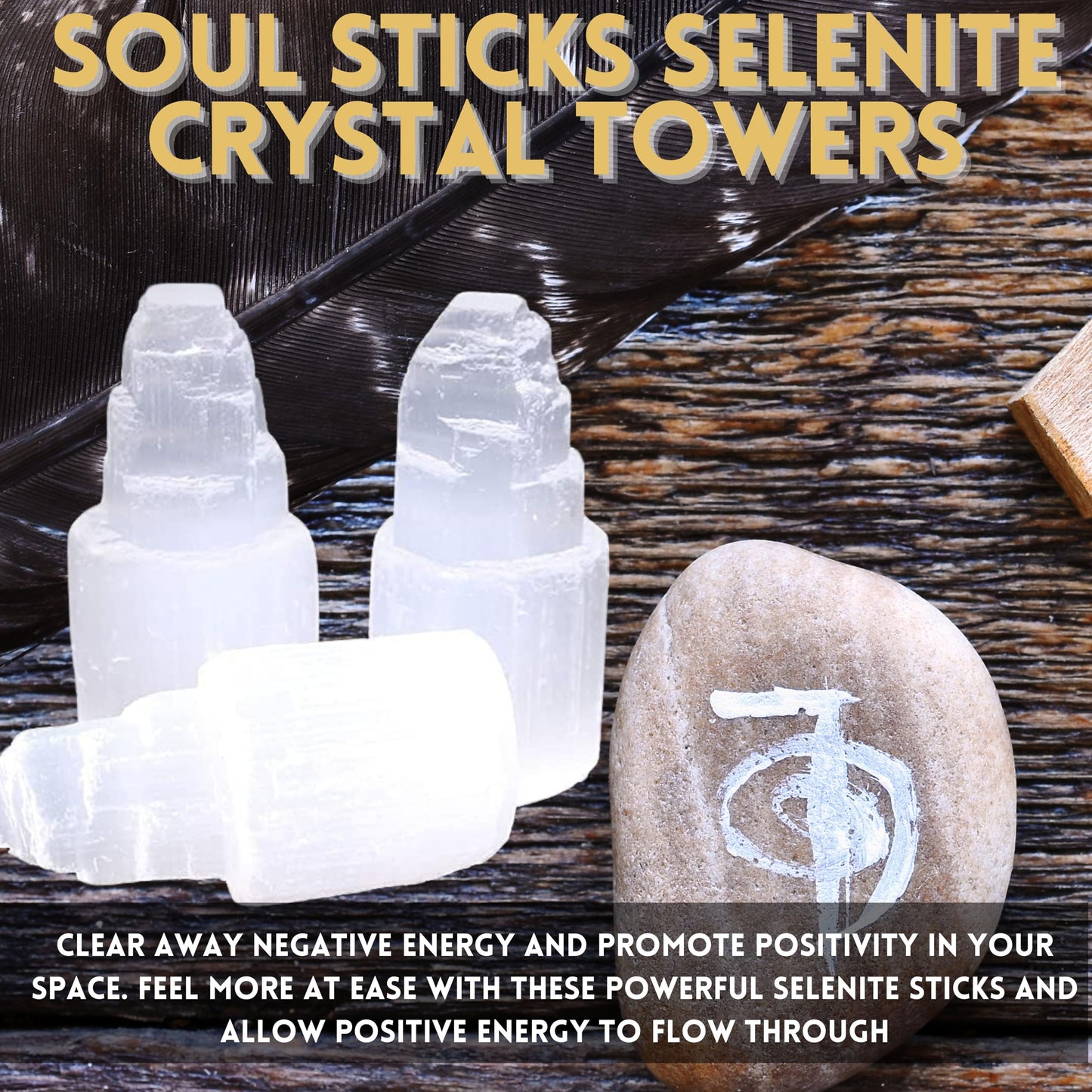 SOUL STICKS Selenite Crystal Towers for Reiki, Healing, and Energy Charging | Made in Morocco | Selenite Iceberg Charging Towers Crystal Skyscraper (2 Inch (Pack of 5))