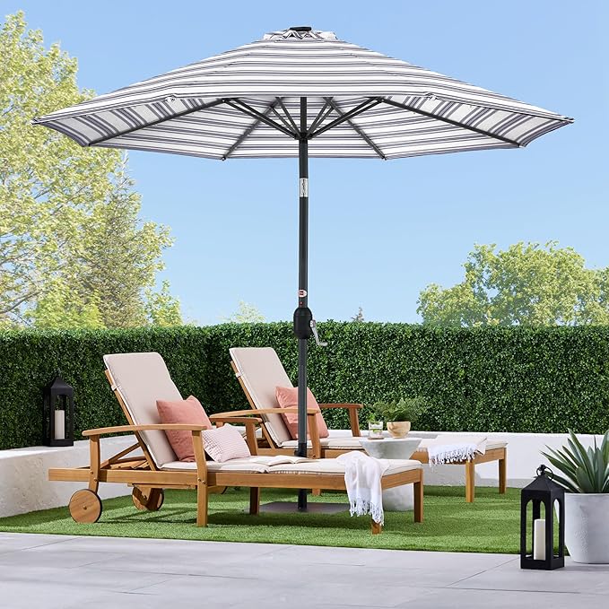Best Choice Products 10ft Solar Polyester LED Lighted Patio Umbrella w/Tilt Adjustment and UV-Resistant Fabric