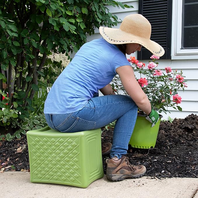 Simplay3 Handy Home 3-Level Heavy Duty Work/Garden Seat - 12" x 15" x 9" - Green, Made in USA