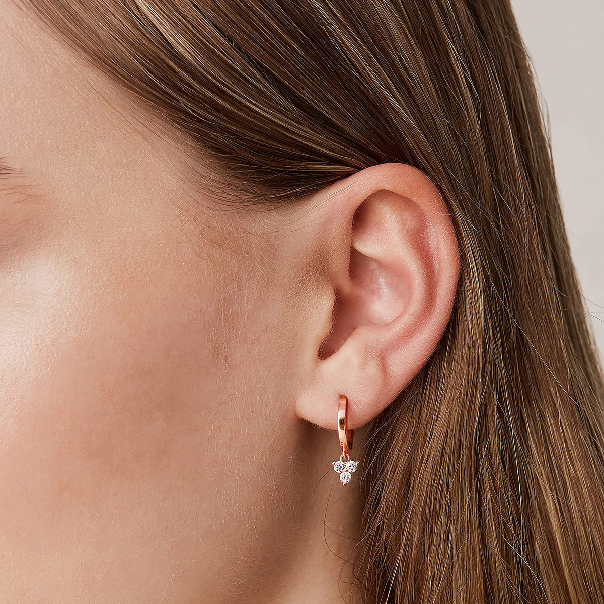 PAVOI 14K Rose Gold Plated 925 Sterling Silver Post Dangle Huggie Hoop Earrings For Women - Trendy Cubic Zirconia Cluster Hoop Earrings - Small Hinged Huggies