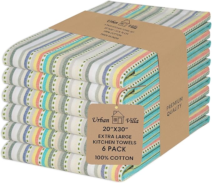 Urban Villa Kitchen Towels Beige Stripes Dish Towels