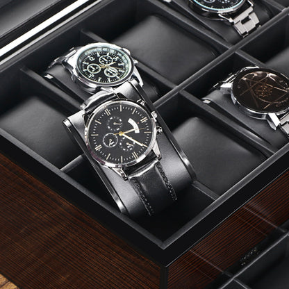BEWISHOME High-End Watch Box, 20-Slot Watch Case with Large Glass Lid, Wooden Watch Cases for Men, Watch Storage, Watch Organizer, Synthetic Leather Interior, Brown SSH04Y