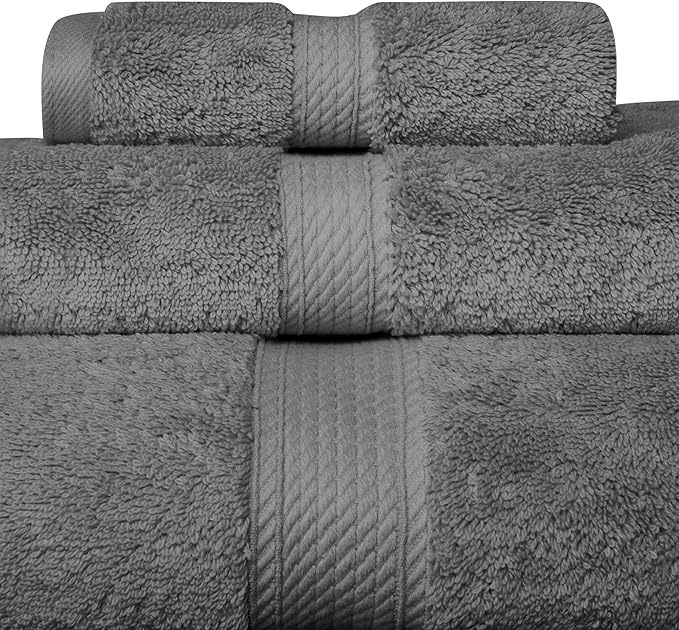 SUPERIOR Egyptian Cotton Pile 3 Piece Towel Set, Includes 1 Bath, 1 Hand