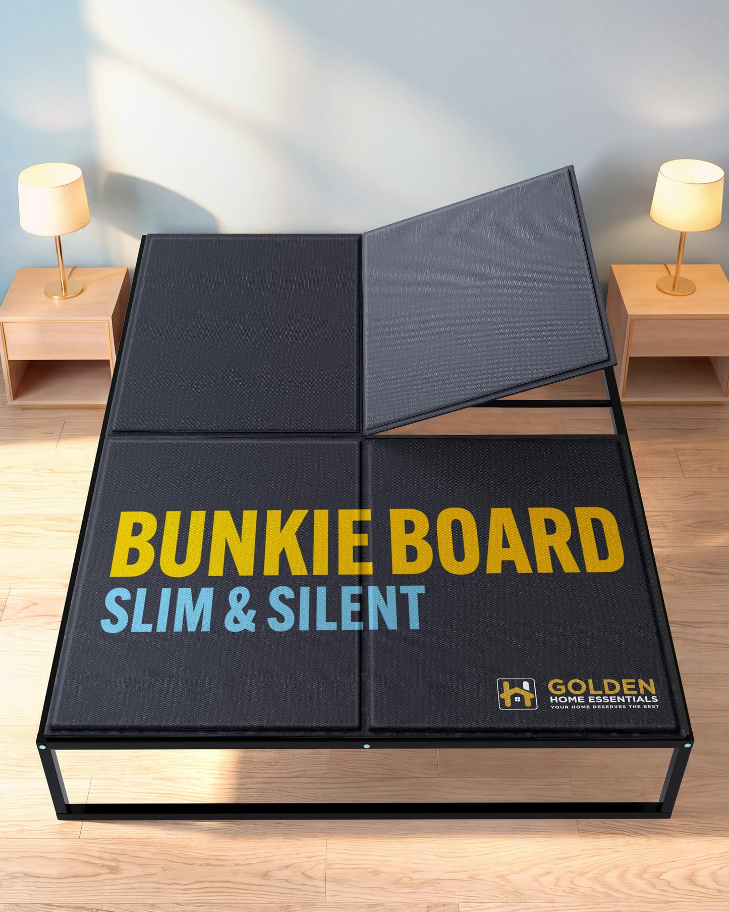 Golden Home Essentials Premium 10mm Full Size Bunkie Board (54" x 75") – Slim Low-Profile Mattress Support – Quiet, Moisture-Resistant, Lightweight Bed Board for Platform & Slatted Frames