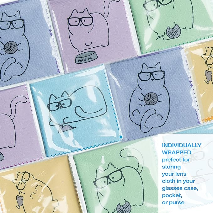 10 Pack Cute Kitty Cat Design Multicolor Microfiber Cleaning Cloths
