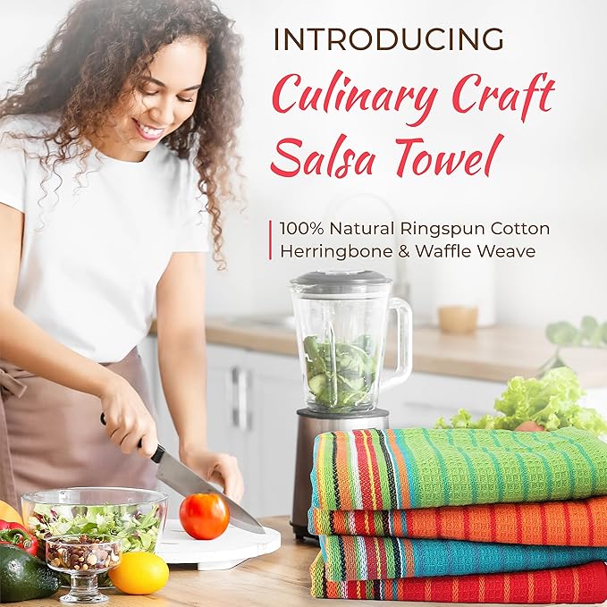 THREAD SPREAD Kitchen Dish Towels, 100% Cotton Salsa Towels, Highly Absorbent