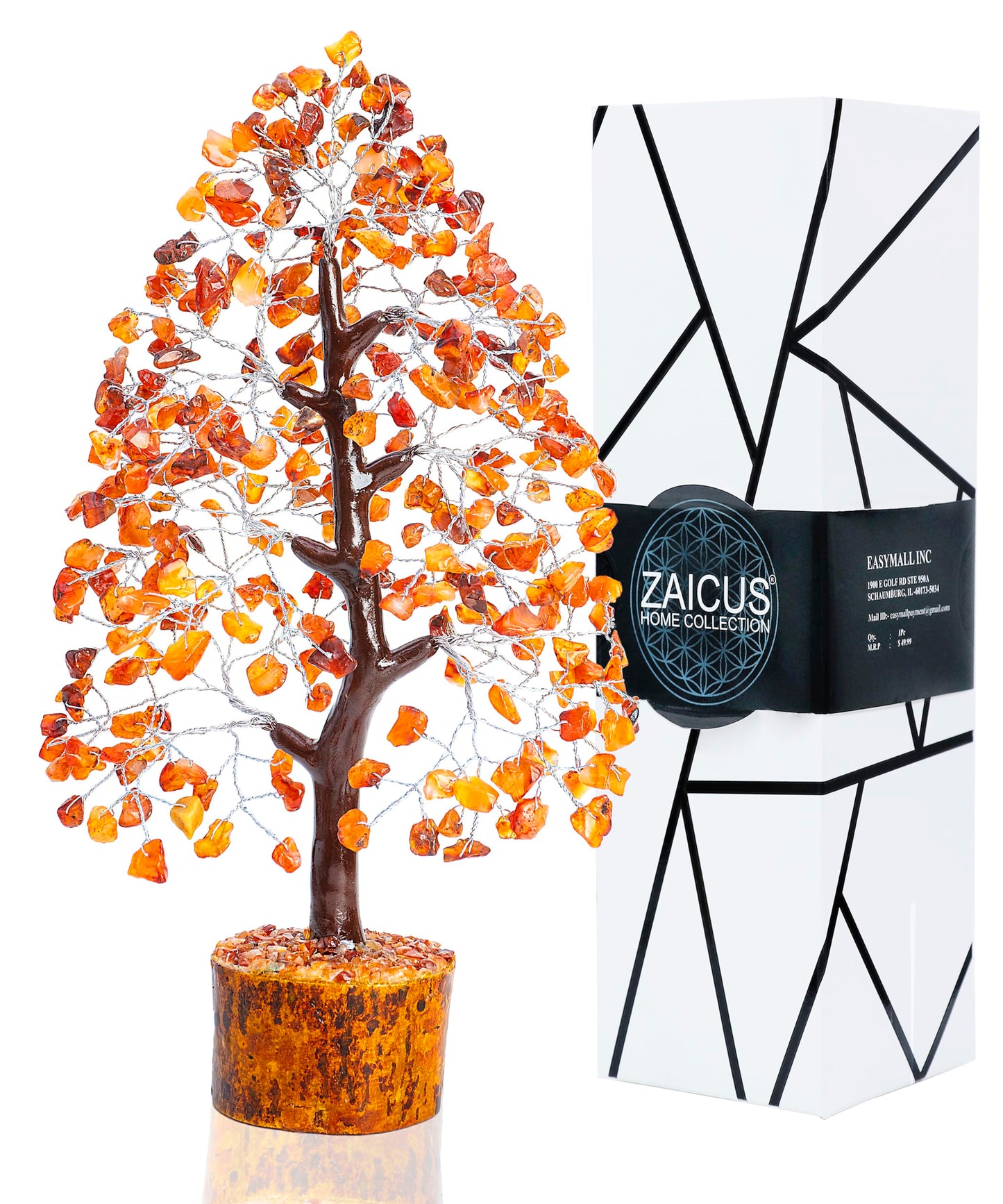Carnelian Crystal Tree of Life Money Bonsai Natural Gemstone Feng Shui Tree for Luck, Prosperity Healing Crystal Chakra Tree for Home Office Decor Spiritual Gift, Birthday Gifts for Women, Mom Sister