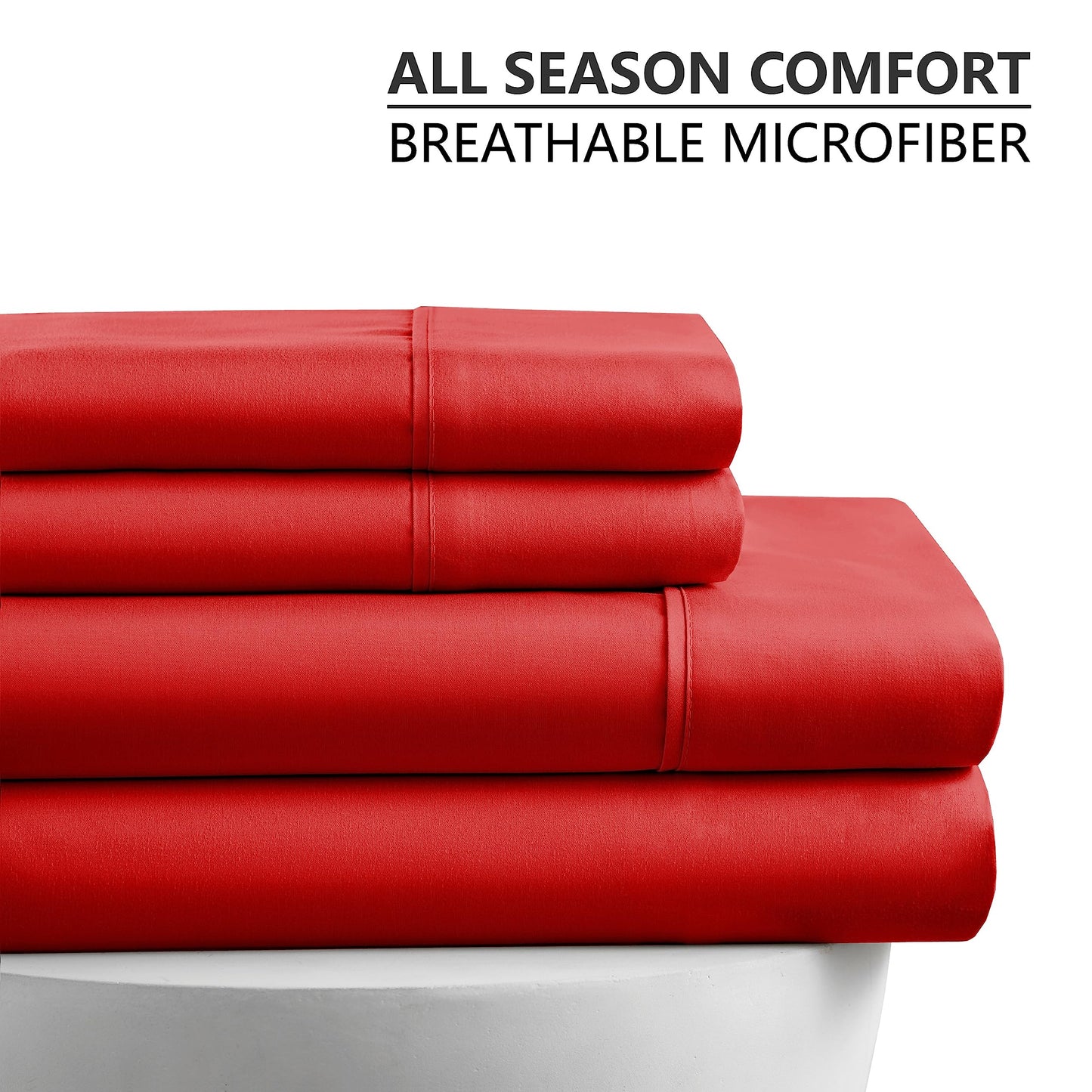American Home Collection Full Size Sheet Set - Ultra-Soft Microfiber 15-Inch Deep Pocket - Wrinkle Free and Fade Resistant (Red)