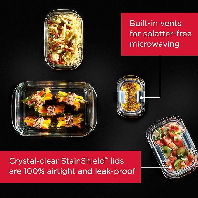 Rubbermaid Brilliance Glass Food Storage Containers, 8 Cup, Leak-Proof