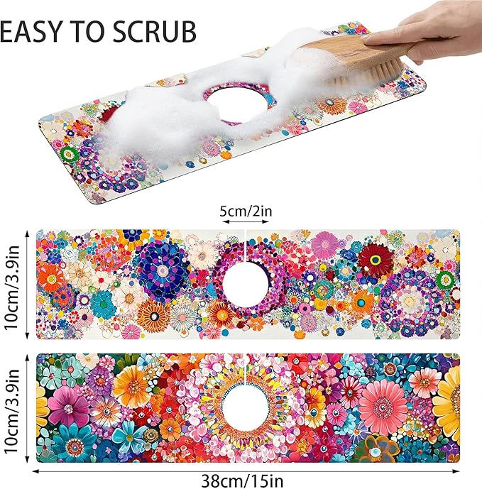 Bimkole 2 PCS Faucet Absorbent Mat, Kitchen Faucet Sink Splash Guard Wraparound