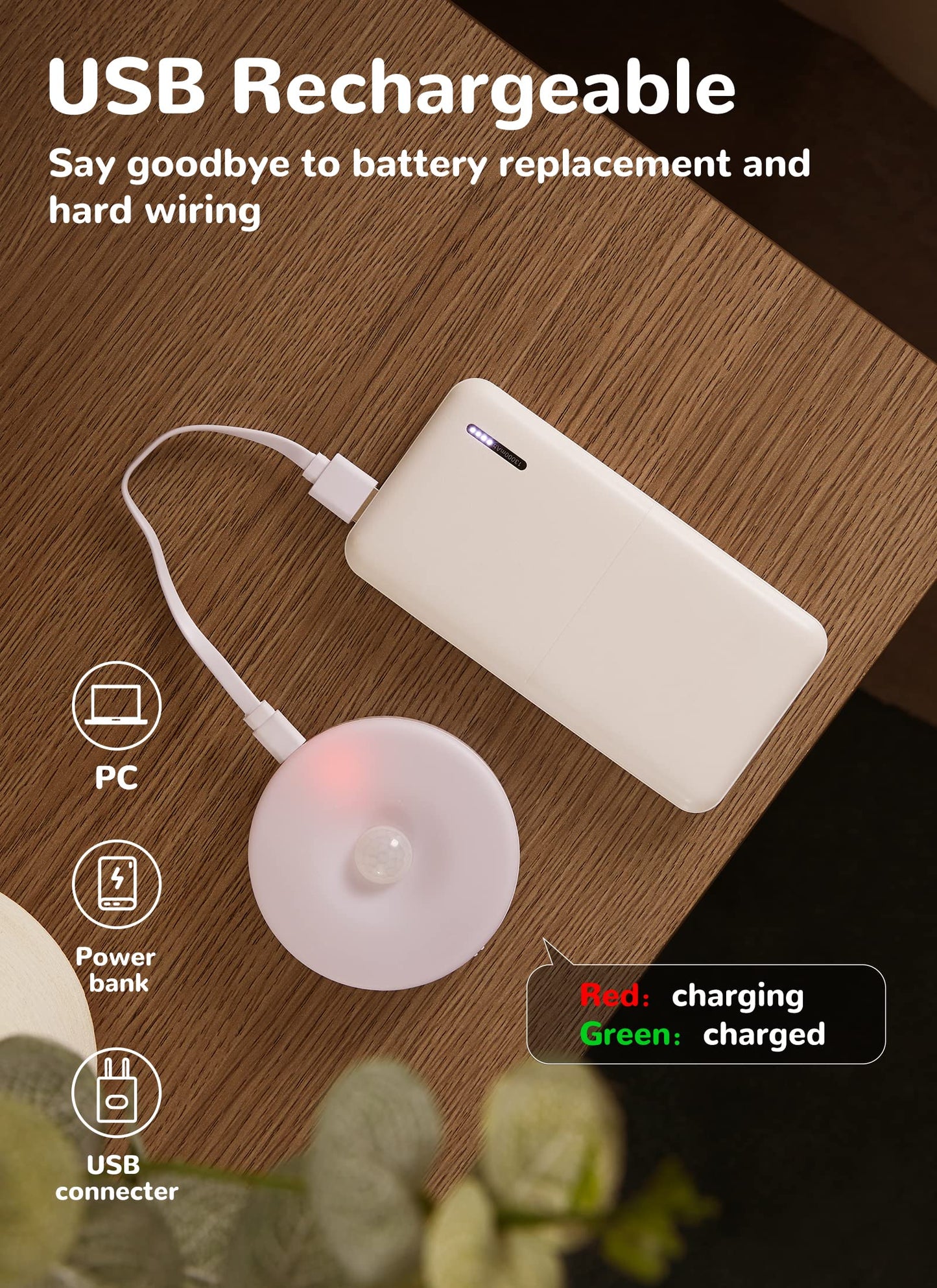 Homelist Motion Sensor Lights Indoor,6 Pack Wireless LED Rechargeable Magnetic Stick on Wall Night Light,Battery Operated USB Charging,Stair, Corridors, Closet, Kitchen Light Under Cabinets Puck Light