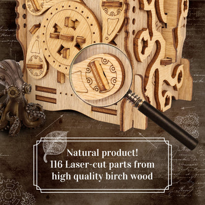 iDventure Cluebox - Captain's Nemo Nautilus - Escape Room Puzzle Box - 3D Wooden Puzzle for Adults - Brain Teaser - Birthday Gift for Men - Money Box