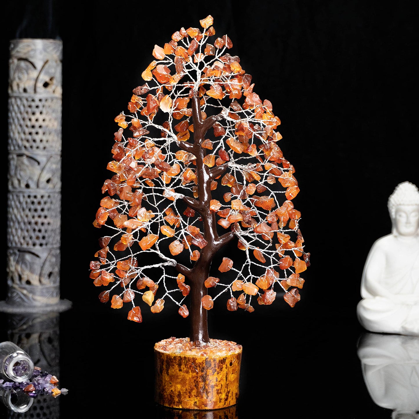 Carnelian Crystal Tree of Life Money Bonsai Natural Gemstone Feng Shui Tree for Luck, Prosperity Healing Crystal Chakra Tree for Home Office Decor Spiritual Gift, Birthday Gifts for Women, Mom Sister