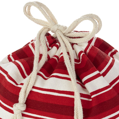 Hallmark Drawstring Christmas Gift Bag Set (2 Fabric Bags with Drawstrings; 1 Medium 10", 1 Extra Large 20") Santa, Red and White Stripe, 5XGB4902