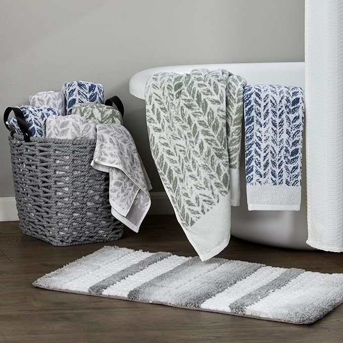 SKL Home Distressed Leaves 100% Turkish Cotton Premium Bath Towel, 600 GSM
