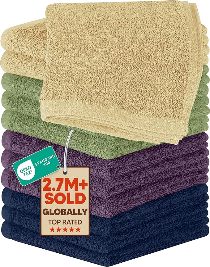 Utopia Towels 12 Pack Cotton Washcloths Set, 100% Ring Spun Cotton, Premium