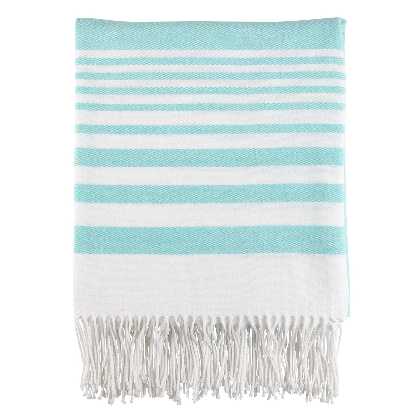 SARO LIFESTYLE Stripe Pattern Fringe Hem Lightweight Throw Blanket