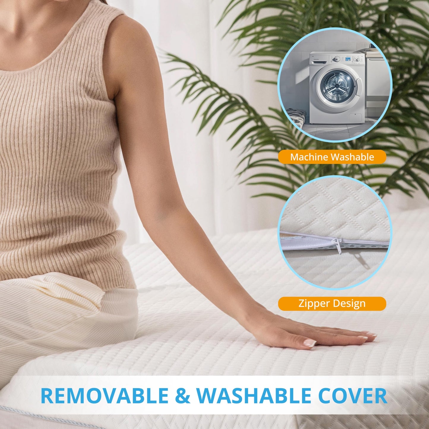 EGO Gel Memory Foam Mattress Topper, 3 Inch Queen with Removable Breathable Soft Cover, Cooling Bed Topper for Comfort Body Support & Pressure Relief, CertiPUR-US Certified