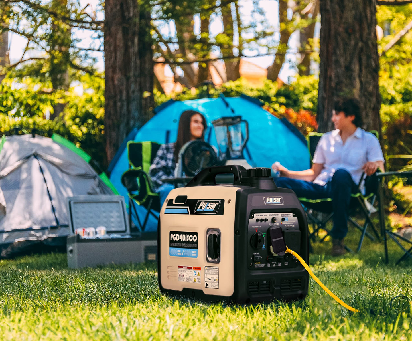 Pulsar PGD40ISCO Ultra Light Quiet 4000W Portable Gas Inverter Generator, white