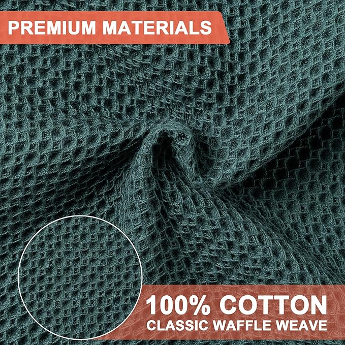 BOOMIBOO 6-Pack Kitchen Dish Cloths, 100% Cotton Waffle Weave, Ultra Soft