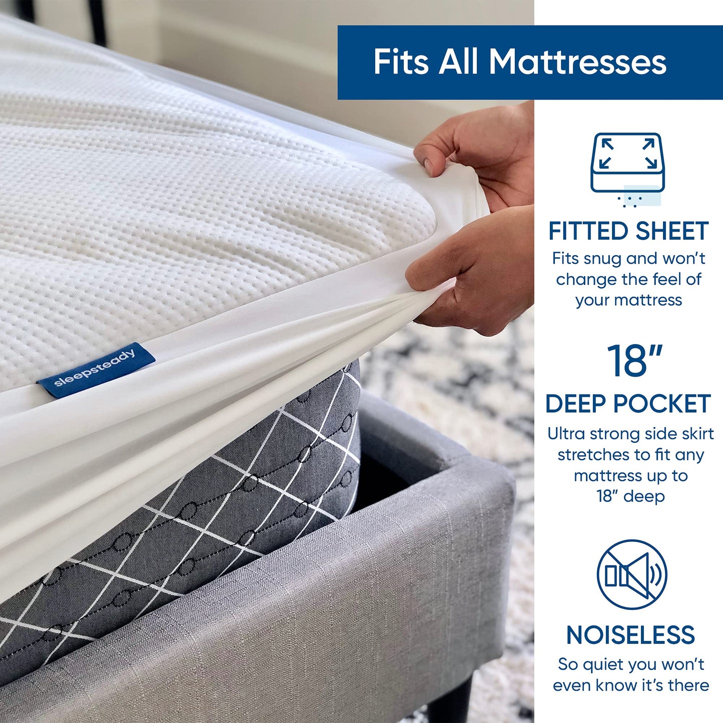 Queen Size Luxury Tencel Mattress Protector, 100% Waterproof, Ultra Soft, Naturally Cooling & Breathable, Deep Pocket Up to 18"