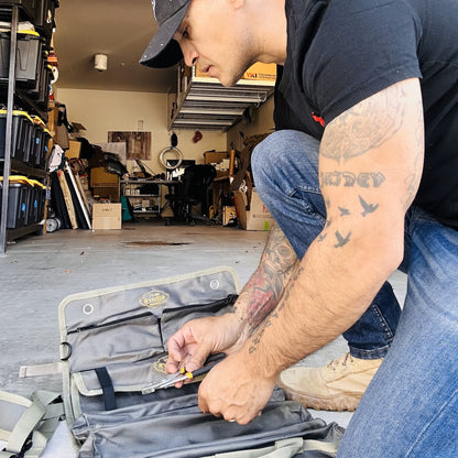 The Ryker PRO Official Roll Up Tool Bag Organizer Gifts for Dad. Motorcycle Tool Bag Organizer for Mechanic & Tools Storage Toolbag Tools Bags Mens gifts for him - w/4 Detachable Pouches & Wrench Roll
