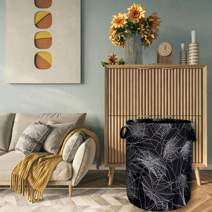 Spider Web Laundry Hamper Funny Halloween Laundry Basket With Handles Foldable Oxford Cloth Colorful Tote Bag Clothes Toy Storage Bucket 18.9" x 16.5" For Bathroom/Laundry/Bedroom