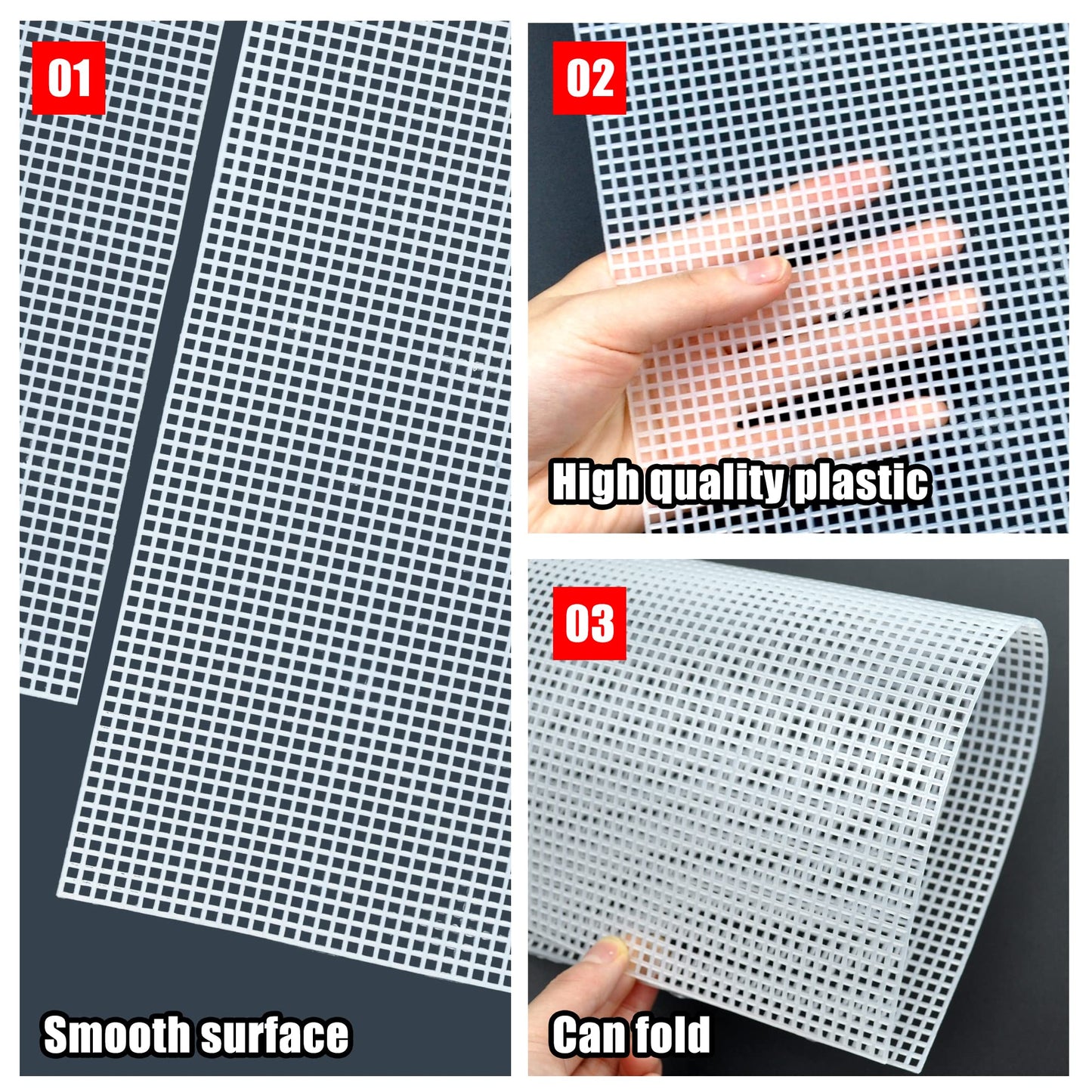 LYLIDIA 6PCS Plastic Canvas Sheets 6 Count Mesh for DIY Crafts, White Needlepoint Canvas for Embroidery, Crafting, Knit, Crochet Projects, Cross-Stitch, Bag Making