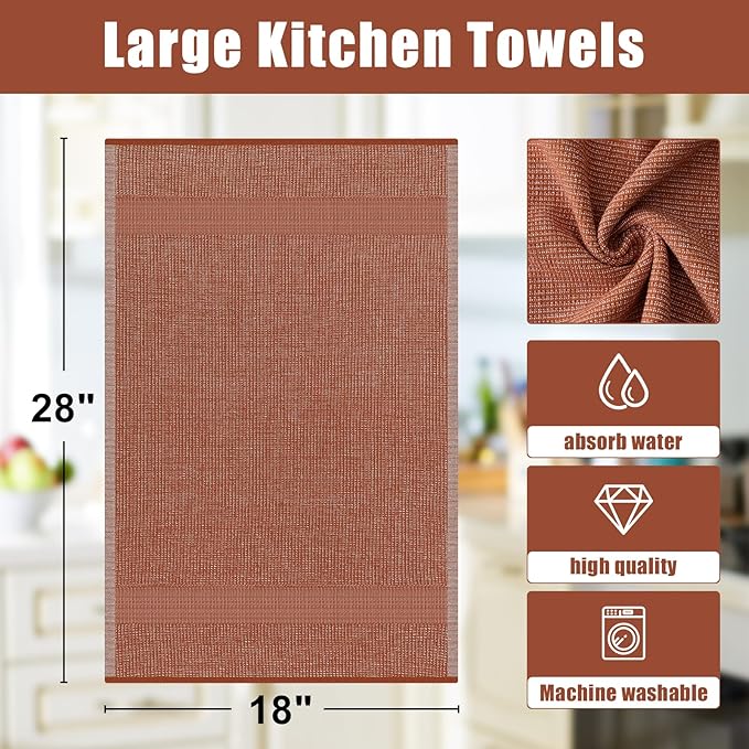 Homaxy Premium Kitchen Towels, Large Cotton Kitchen Hand Towels, Flat and Terry