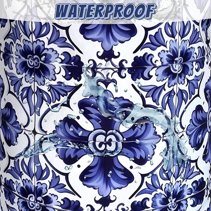 Blue and White Mexican Tile Laundry Basket Oxford Cloth Foldable Boho Laundry