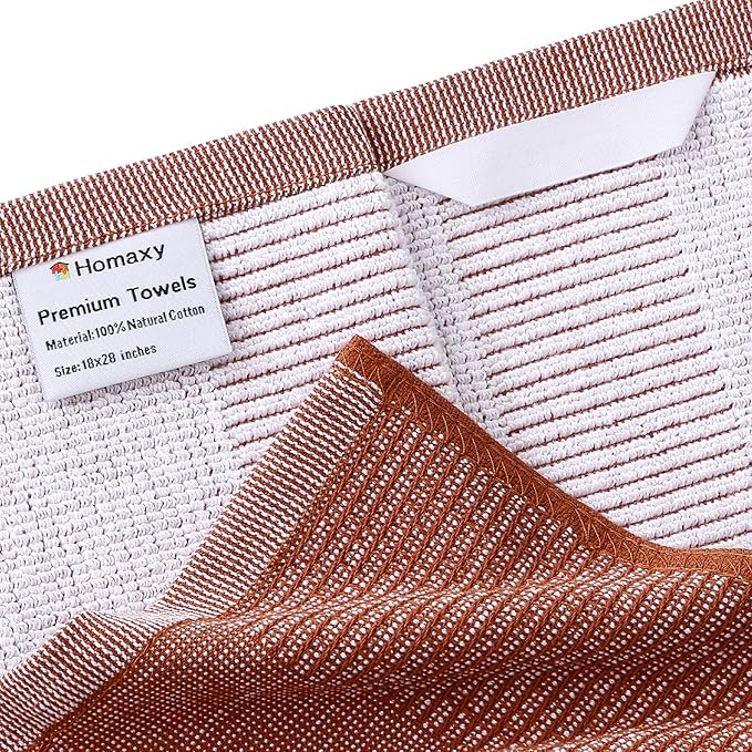 Homaxy Premium Kitchen Towels, Large Cotton Kitchen Hand Towels, Flat and Terry