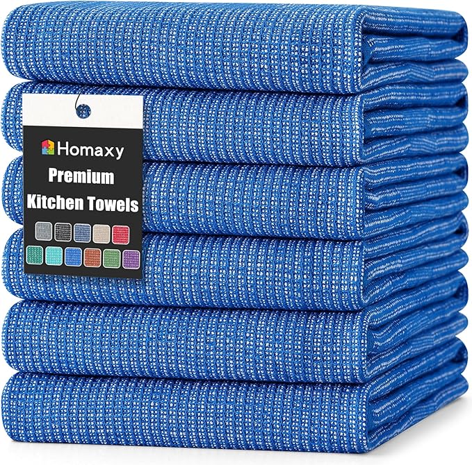 Homaxy Premium Kitchen Towels, Large Cotton Kitchen Hand Towels, Flat and Terry