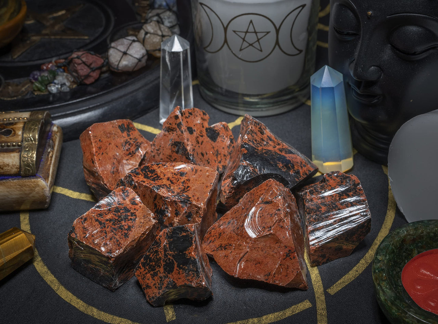 Mahogany Obsidian Rough Stones and Crystals, Raw Stones For Jewelry Making, Tumbling Bulk, Polishing, Cabbing, Lapidary, Fountain Rocks, Decoration, Wire Wrapping, Gem Mining, Reiki Healing 1 lb
