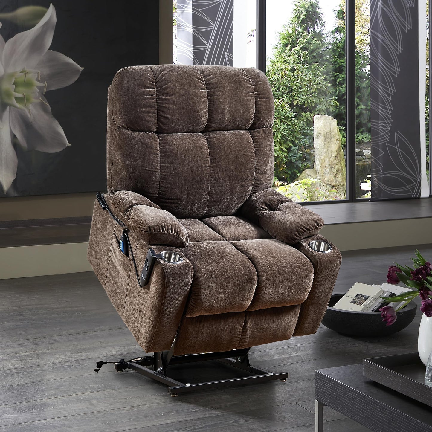 Electric Power Lift Recliner Chair Sofa for Elderly with Massage and Heat, 3 Positions Adjustable,2 Side Pockets