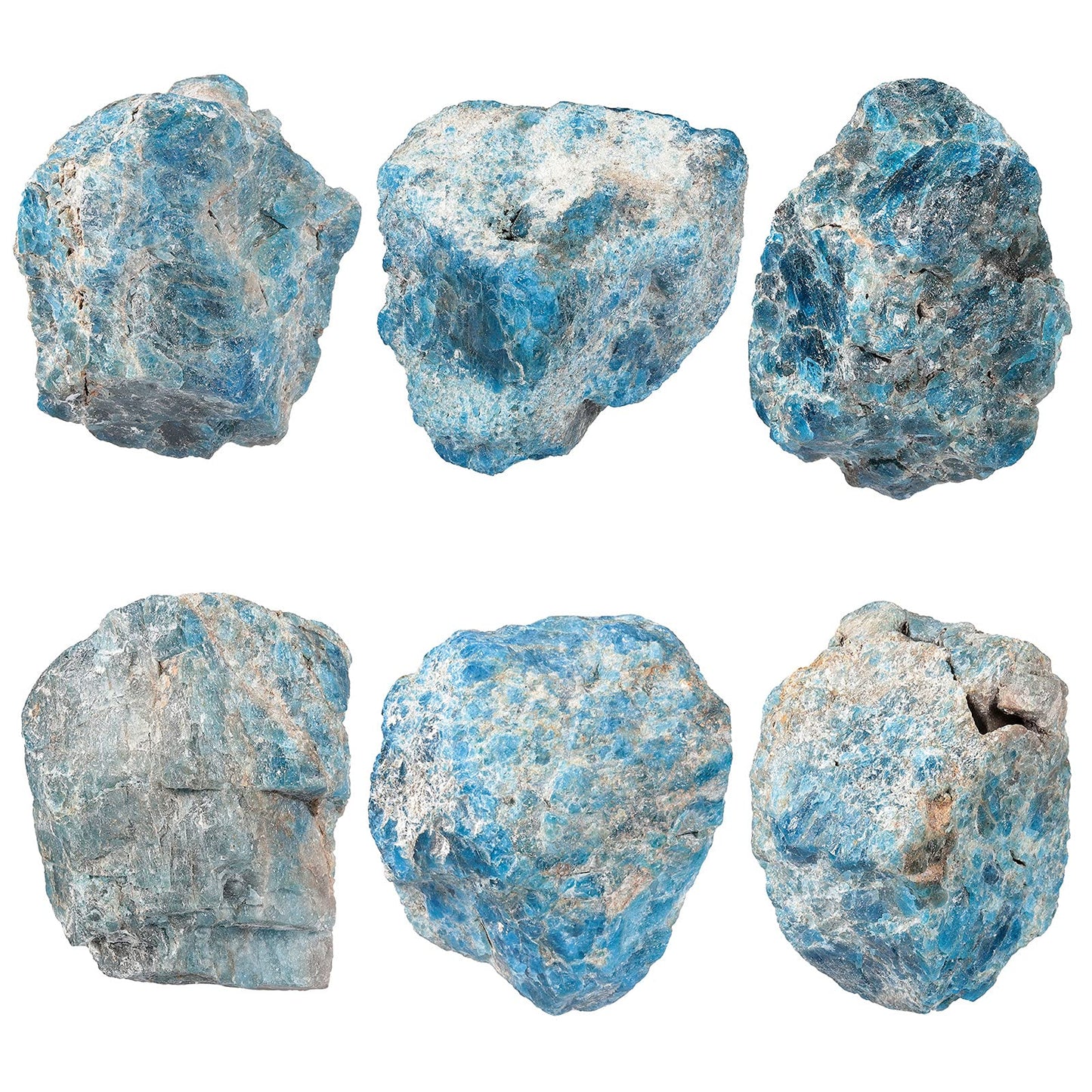mookaitedecor Natural Blue Apatite Raw Rough Stone with Stainless Stand, Gemstone Specimen Healing Crystal Stone Display for Office Home Decor 6.7"-7.8" Tall