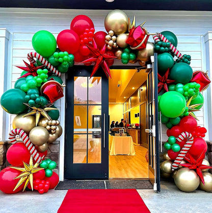 Lukiituke Christmas Balloons, Red and Green Balloons, 75Pcs 12in and 5in Red Green and Gold Latex Balloons for Birthday, Christmas Eve, New Years Party Decorations