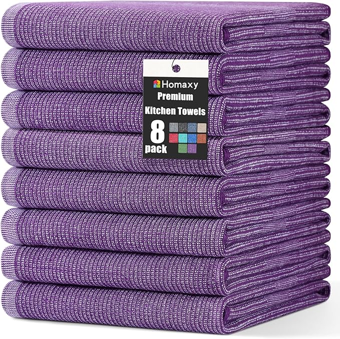 Homaxy Premium Kitchen Towels, Large Cotton Kitchen Hand Towels, Flat and Terry