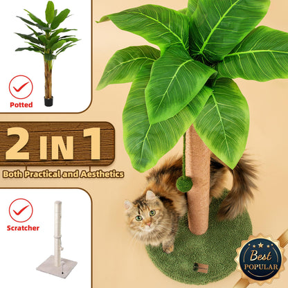 Cat Scratching Post 84 cm Cute Scratcher Kitten with Sisal Rope for Indoor Cats Palm Tree Cat Scratching Post with Dangling Balls for Small Cats
