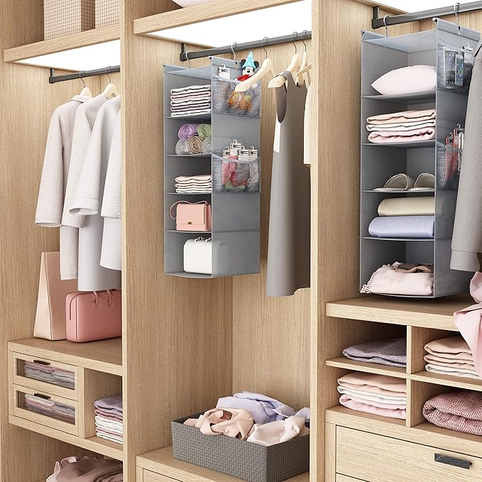 MAX Houser 5 Shelf Hanging Closet Organizer, Space Saver, Closet Hanging Shelves