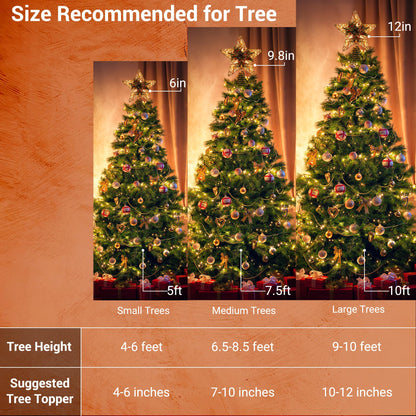 BrizLabs Christmas Tree Topper, 11“ Rattan Star Treetop with 10 Warm Lights, 120V UL Certified Christmas Tree-top Star, Vine Christmas Tree Star Topper for Christmas Indoor Party Home Decor