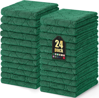 Homaxy 12 Pack Kitchen Dish Cloths (10 x 10 Inches, Grey), Super Soft and Absorbent Coral Velvet Dish Towels, Nonstick Oil Fast Drying Microfiber Cleaning Cloth, No Lint Household Dishcloths