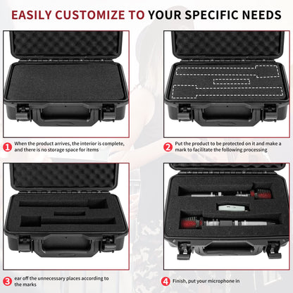Hard Carrying Case,Shockproof Storage Box with Customizable Foam,11inch Portable Protective Tool Box for Microphone,Recorder,Electronics,Tools,Cameras,Equipment and More,11.6"x7.3"x2.8"
