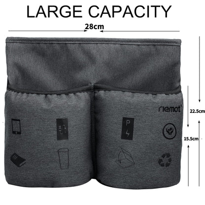 riemot Luggage Travel Cup Tablet Holder - Hold Books Passports Tickets Water Bottles - Fits Roll on Suitcase Handles - Gifts for Flight Attendants Travelers Accessories Grey