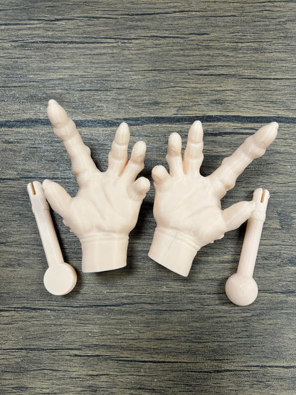 Munnygrubbers - 1 Pair Tiny Hands with Sticks - Mini Little Hand Stick Puppet - Halloween Costume - Strong Hand Prop - Scary Movies - Novelty Gift - TikTok Famous - (Creepy 1x Set)