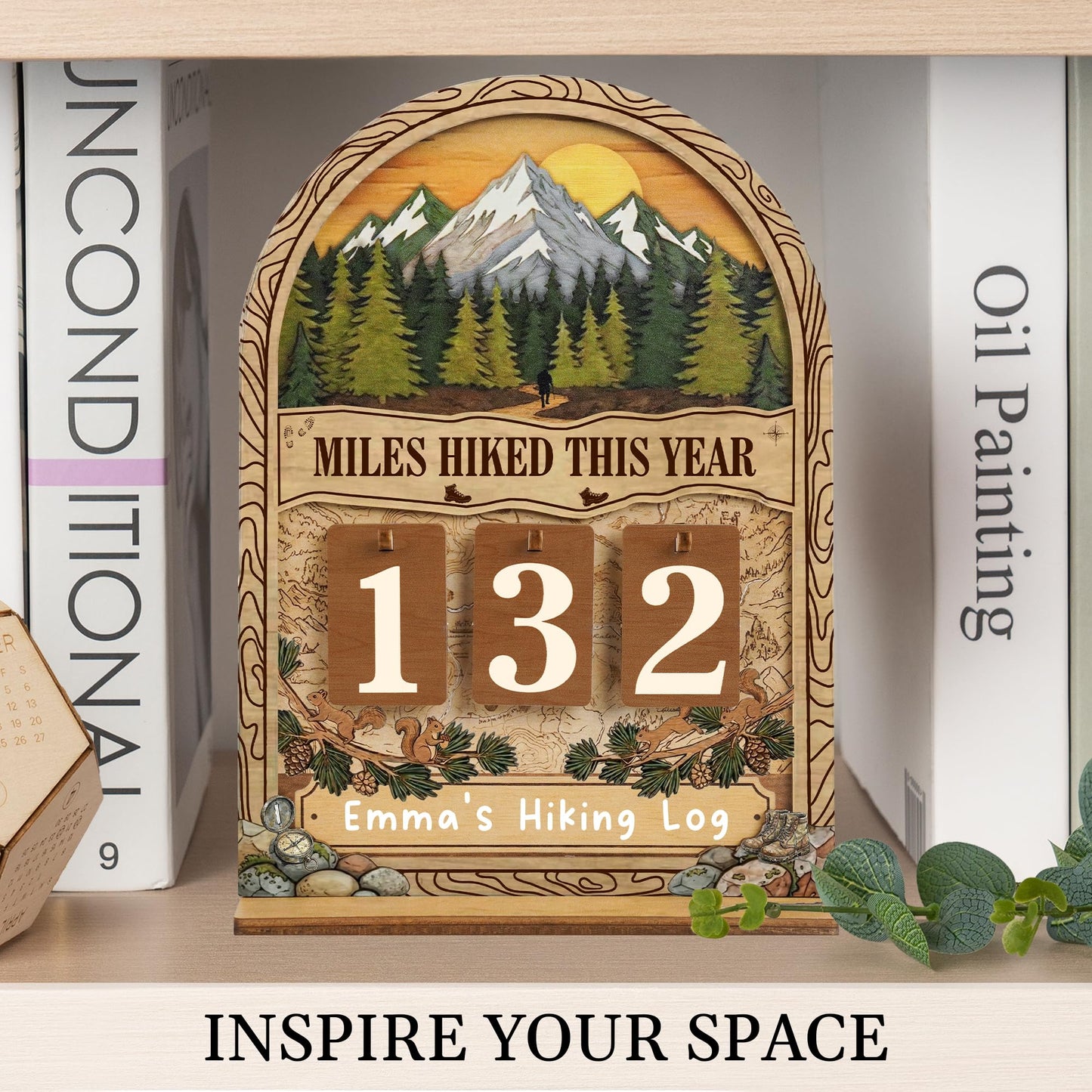 Hiking Gifts for Women Men, Personalized Miles Hiked This Year Tracker Sign, Wooden Hiking Log Counter, Unique Hiking Essentials, Cool National Park Gifts for Hikers, Father Day Gifts For Dads