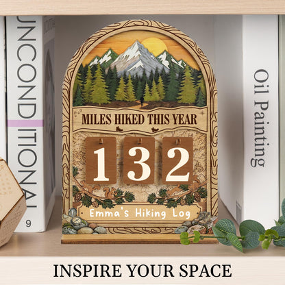 Hiking Gifts for Women Men, Personalized Miles Hiked This Year Tracker Sign, Wooden Hiking Log Counter, Unique Hiking Essentials, Cool National Park Gifts for Hikers, Father Day Gifts For Dads