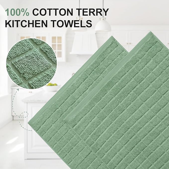 Homaxy Premium Cotton Kitchen Towels 16"x 28", Large Natural Ring Spun 390 GSM